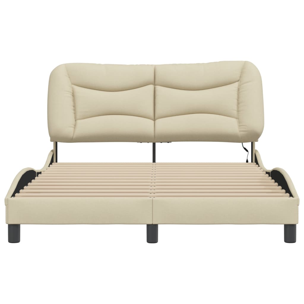 Bettgestell mit LED ohne Matratze "Hvar" Creme 140x200 cm Stoff