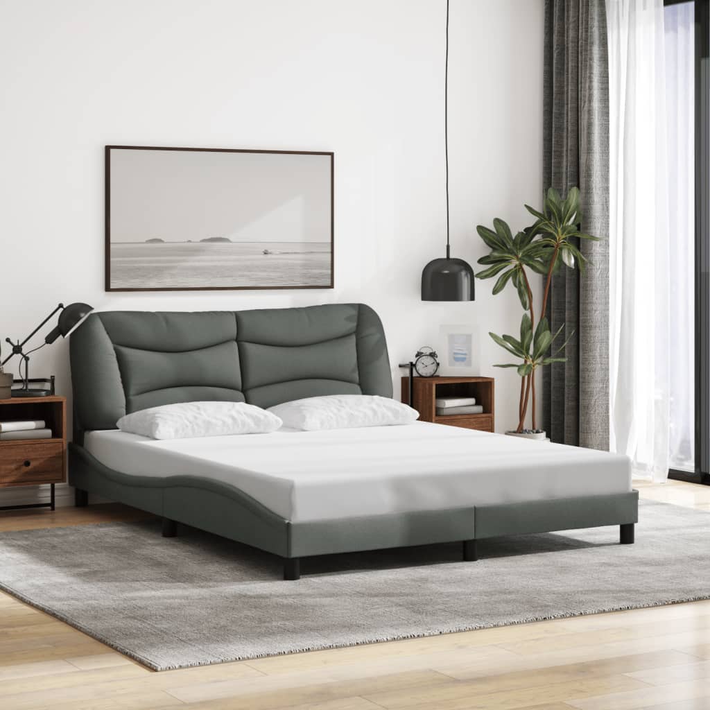 Bettgestell mit LED ohne Matratze "Hvar" Dunkelgrau 160x200 cm Stoff