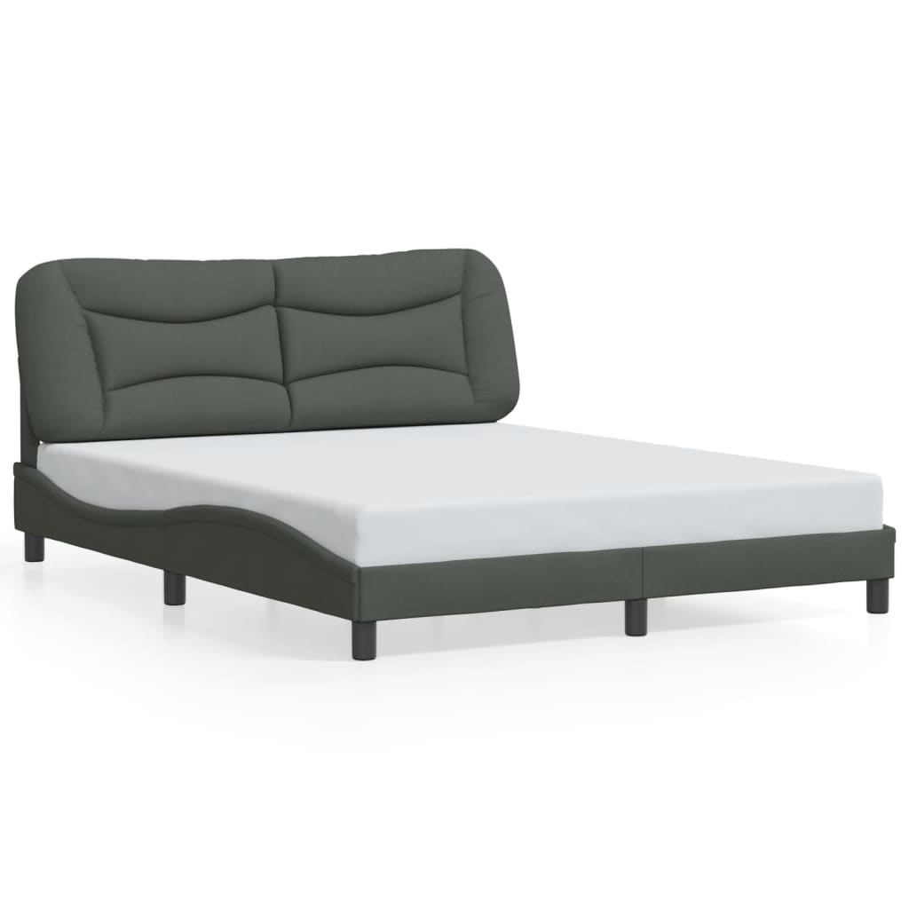Bettgestell mit LED ohne Matratze "Hvar" Dunkelgrau 160x200 cm Stoff