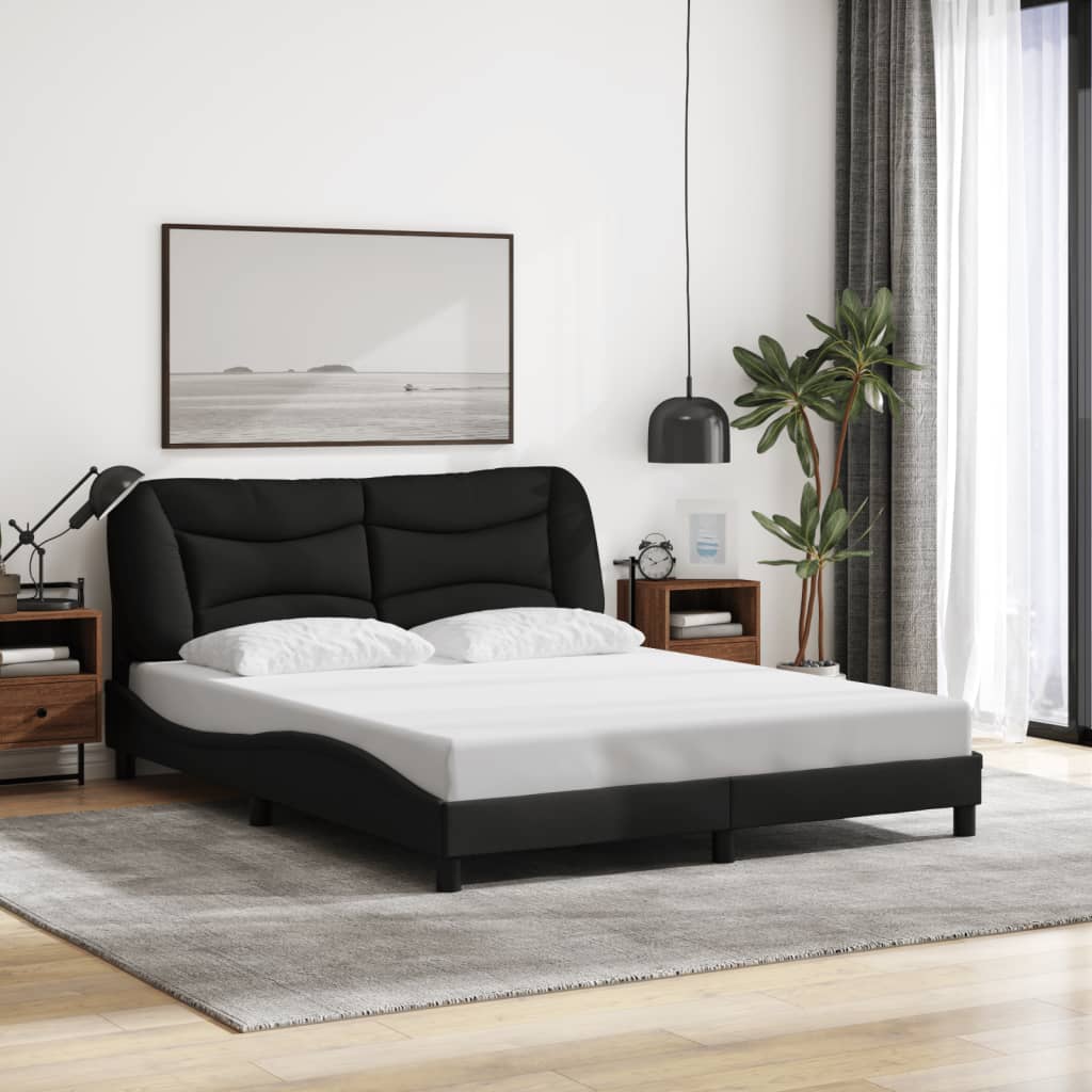 Bettgestell mit LED ohne Matratze "Hvar" Schwarz 160x200 cm Stoff