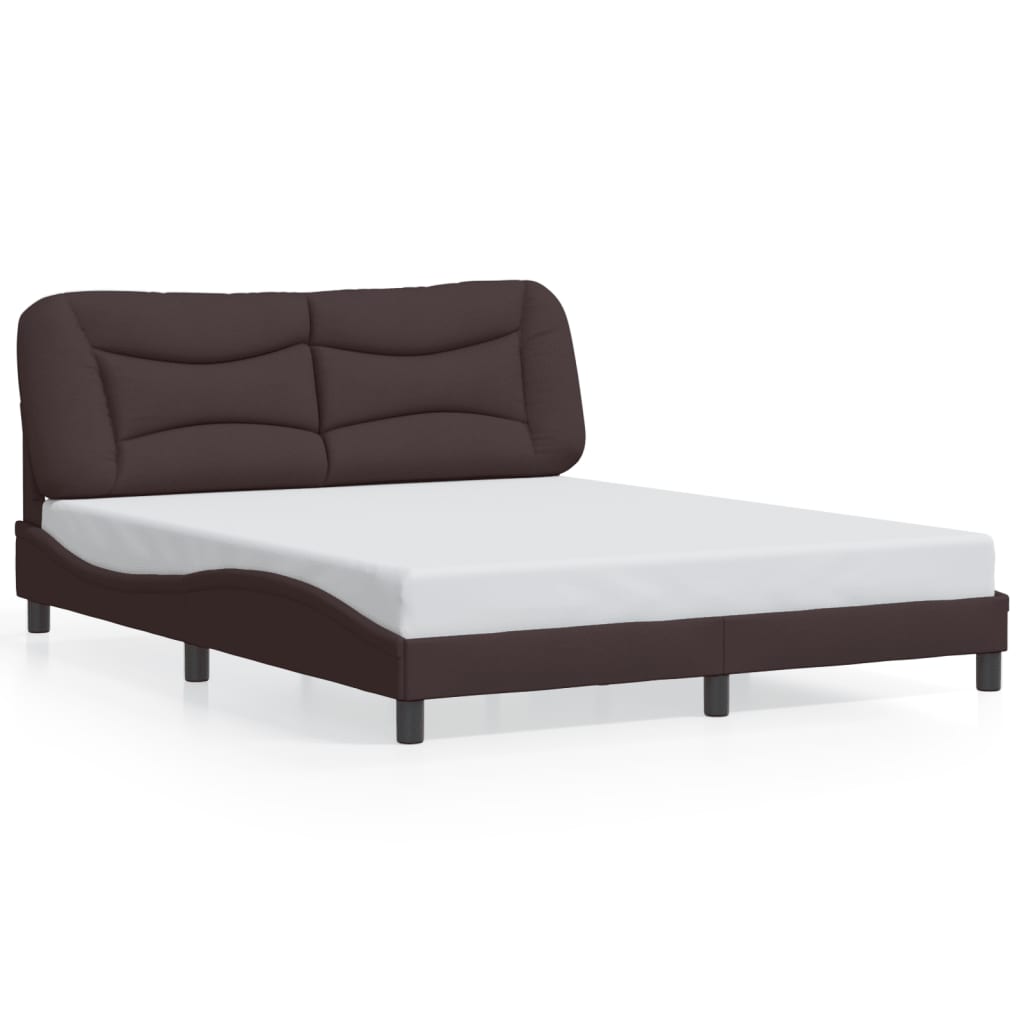 Bed frame with LED without mattress dark brown 160x200 cm fabric