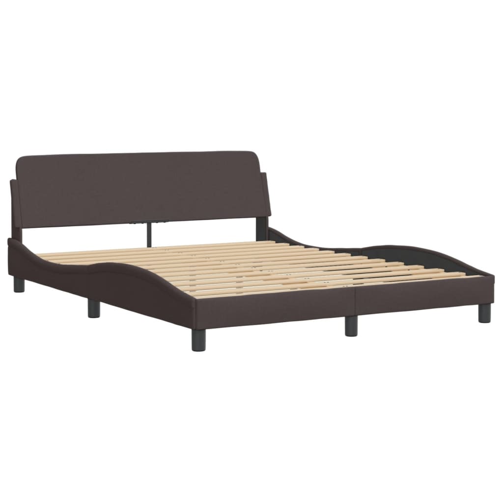 Bed frame with LED without mattress dark brown 160x200 cm fabric
