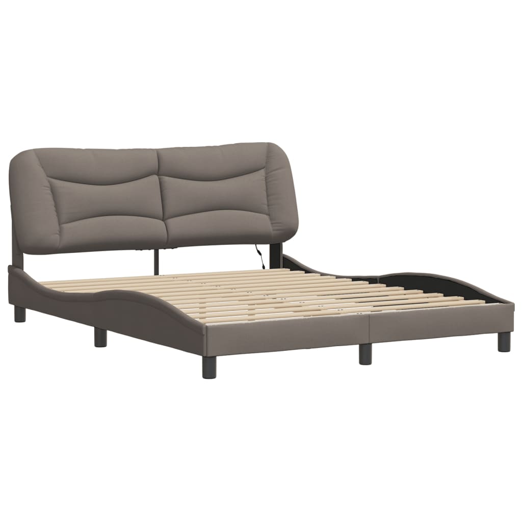 Bettgestell mit LED ohne Matratze "Hvar" Taupe 160x200 cm Stoff