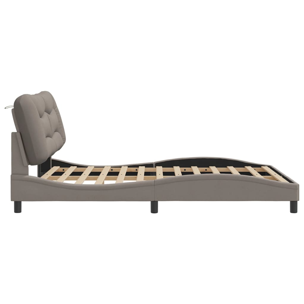 Bettgestell mit LED ohne Matratze "Hvar" Taupe 160x200 cm Stoff