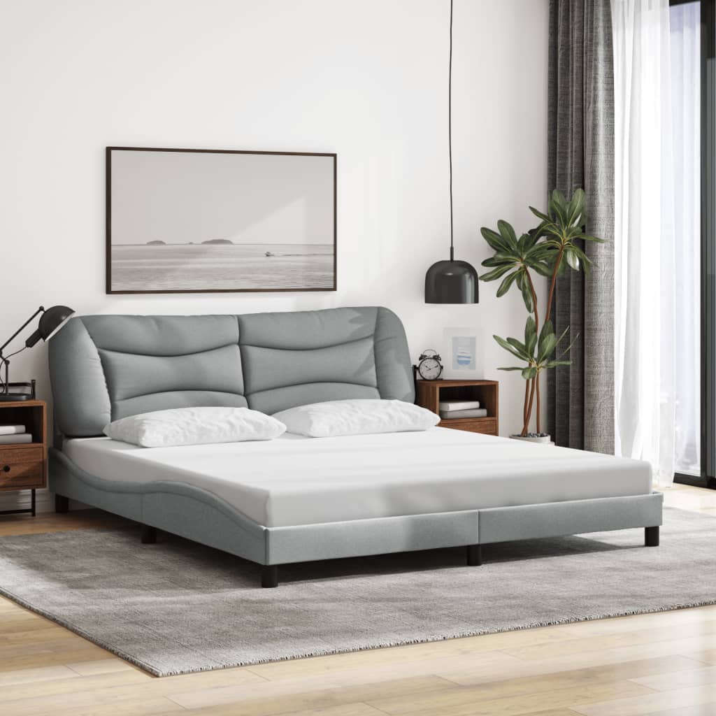 Bettgestell mit LED ohne Matratze "Hvar" Hellgrau 180x200 cm Stoff