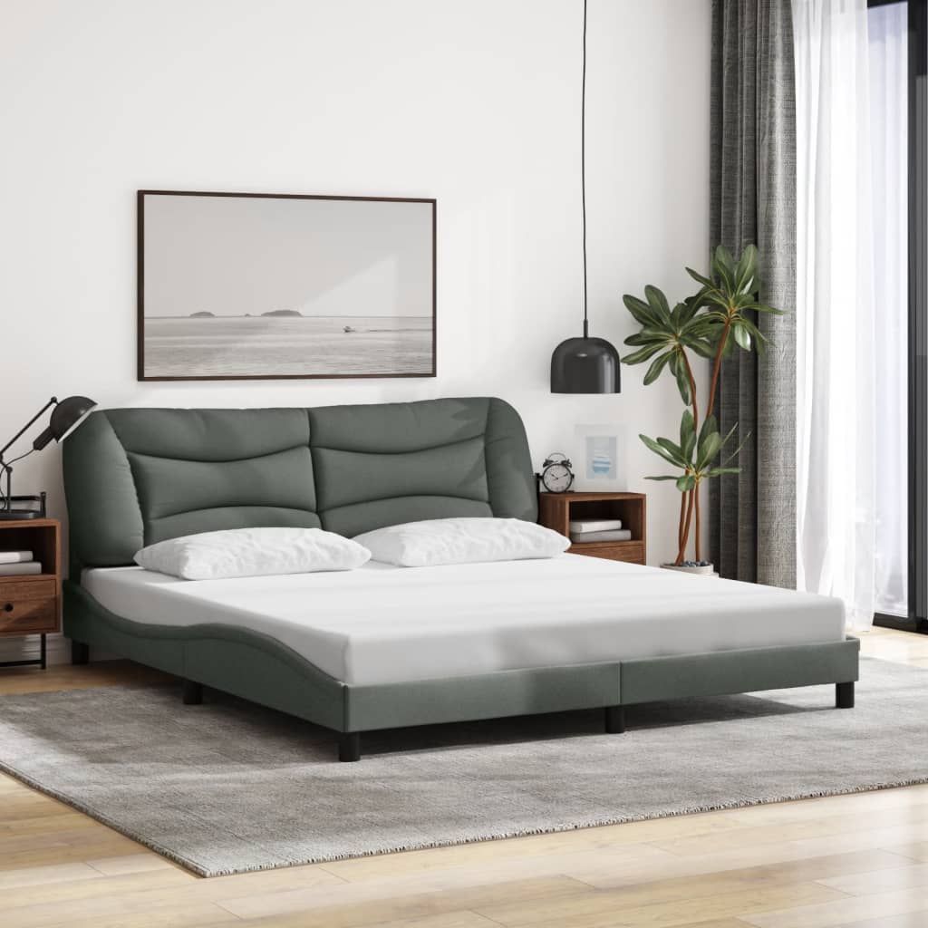 Bettgestell mit LED ohne Matratze "Hvar" Dunkelgrau 180x200 cm Stoff