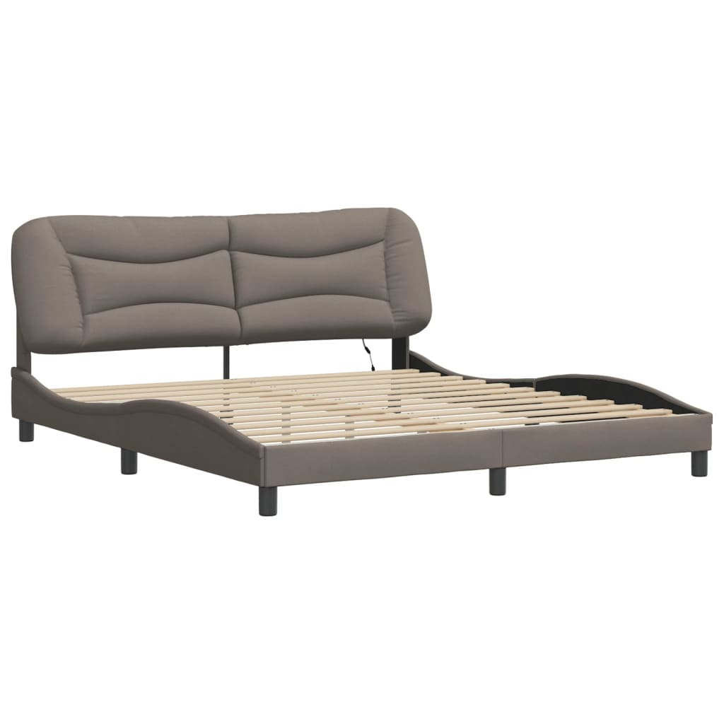 Bettgestell mit LED ohne Matratze "Hvar" Taupe 180x200 cm Stoff