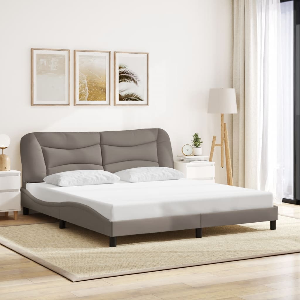 Bettgestell mit LED ohne Matratze "Hvar" Taupe 180x200 cm Stoff