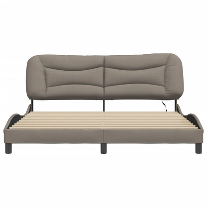 Bettgestell mit LED ohne Matratze "Hvar" Taupe 180x200 cm Stoff