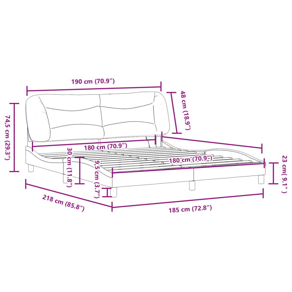 Bettgestell mit LED ohne Matratze "Hvar" Creme 180x200 cm Stoff