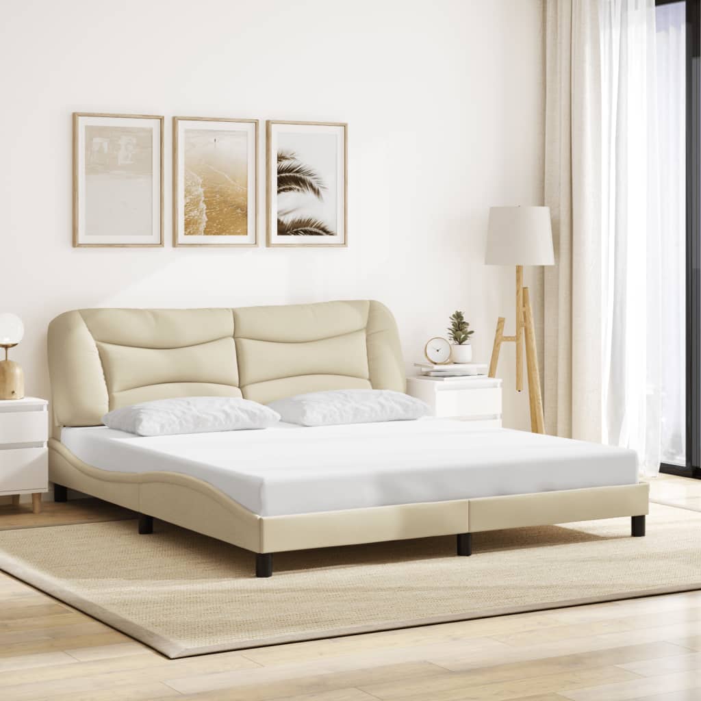 Bettgestell mit LED ohne Matratze "Hvar" Creme 180x200 cm Stoff