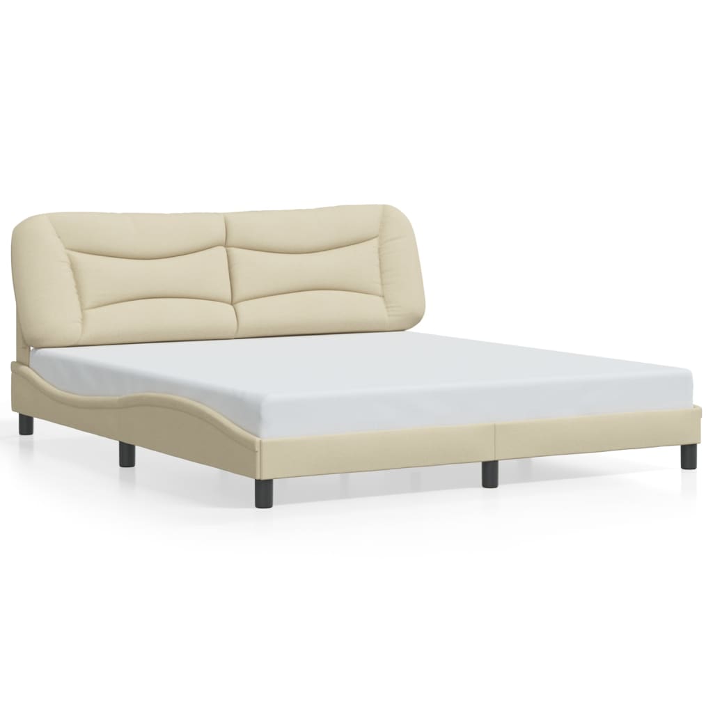 Bettgestell mit LED ohne Matratze "Hvar" Creme 180x200 cm Stoff