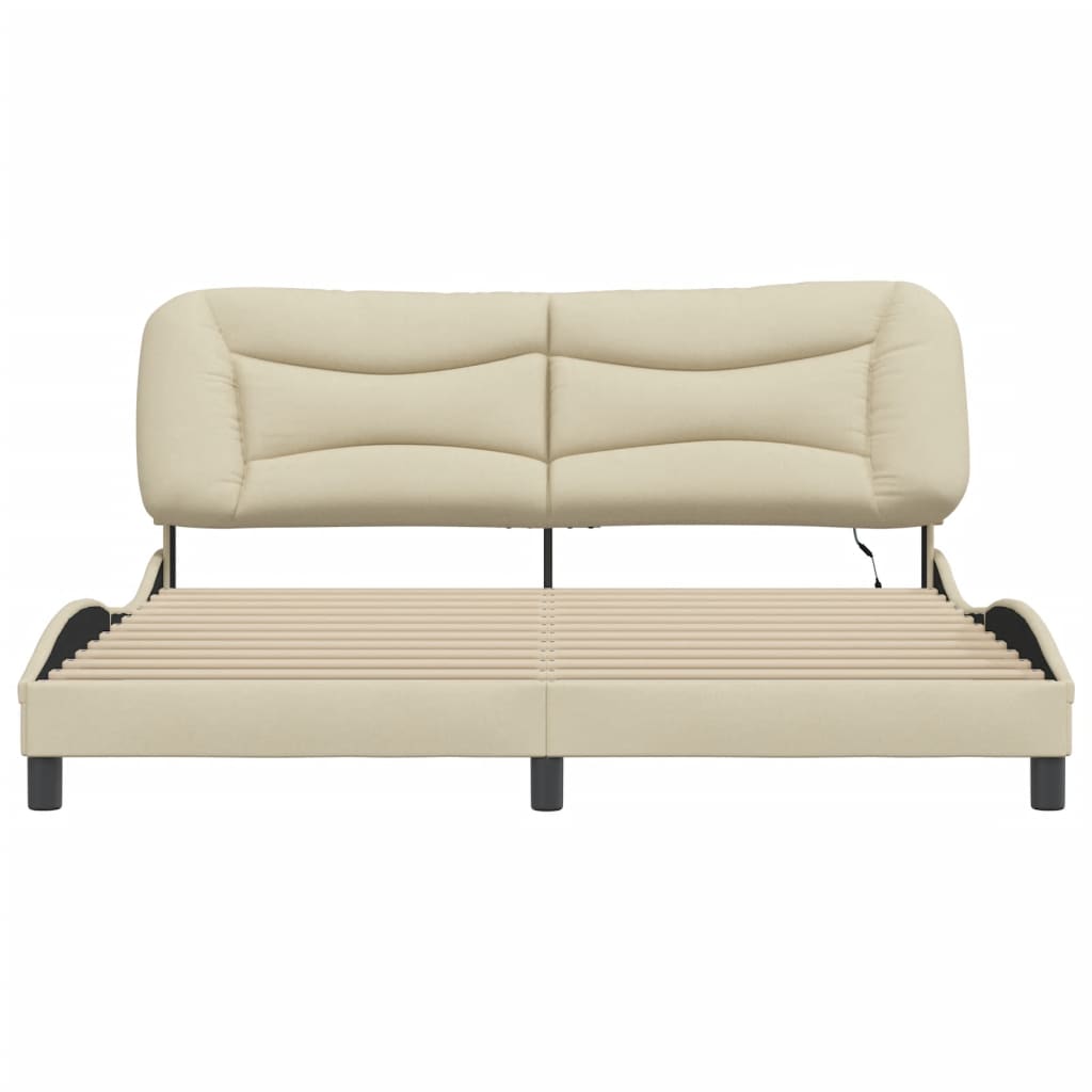 Bettgestell mit LED ohne Matratze "Hvar" Creme 180x200 cm Stoff