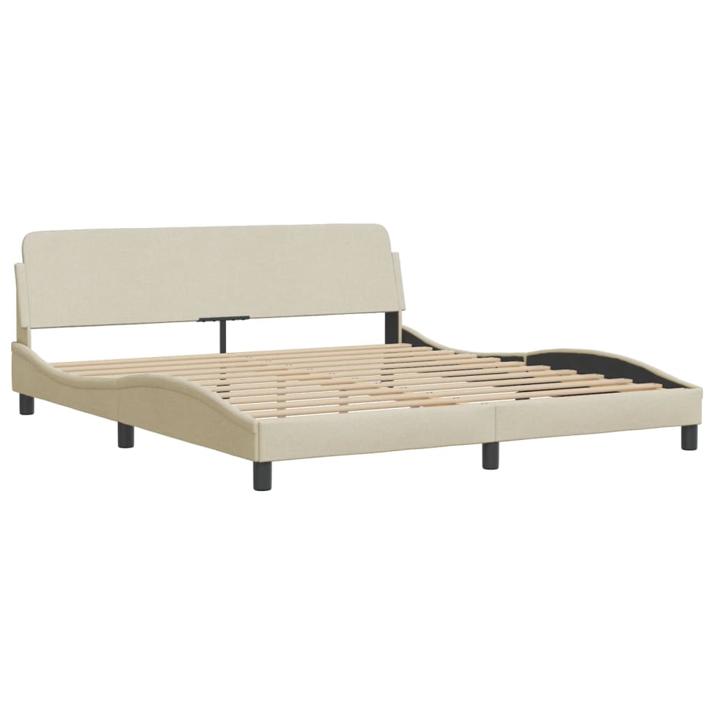 Bettgestell mit LED ohne Matratze "Hvar" Creme 180x200 cm Stoff