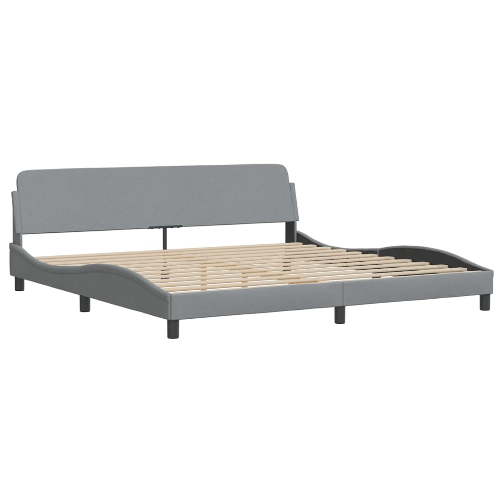 Bettgestell mit LED ohne Matratze "Hvar" Hellgrau 200x200 cm Stoff