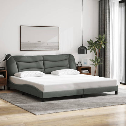 Bettgestell mit LED ohne Matratze "Hvar" Dunkelgrau 200x200 cm Stoff