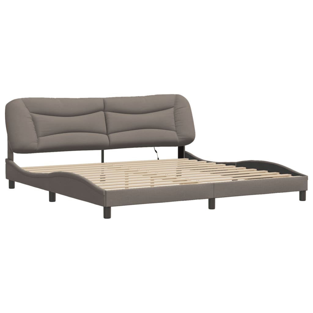 Cadre de lit avec LED sans matelas "Hvar" Taupe 200x200 cm tissu