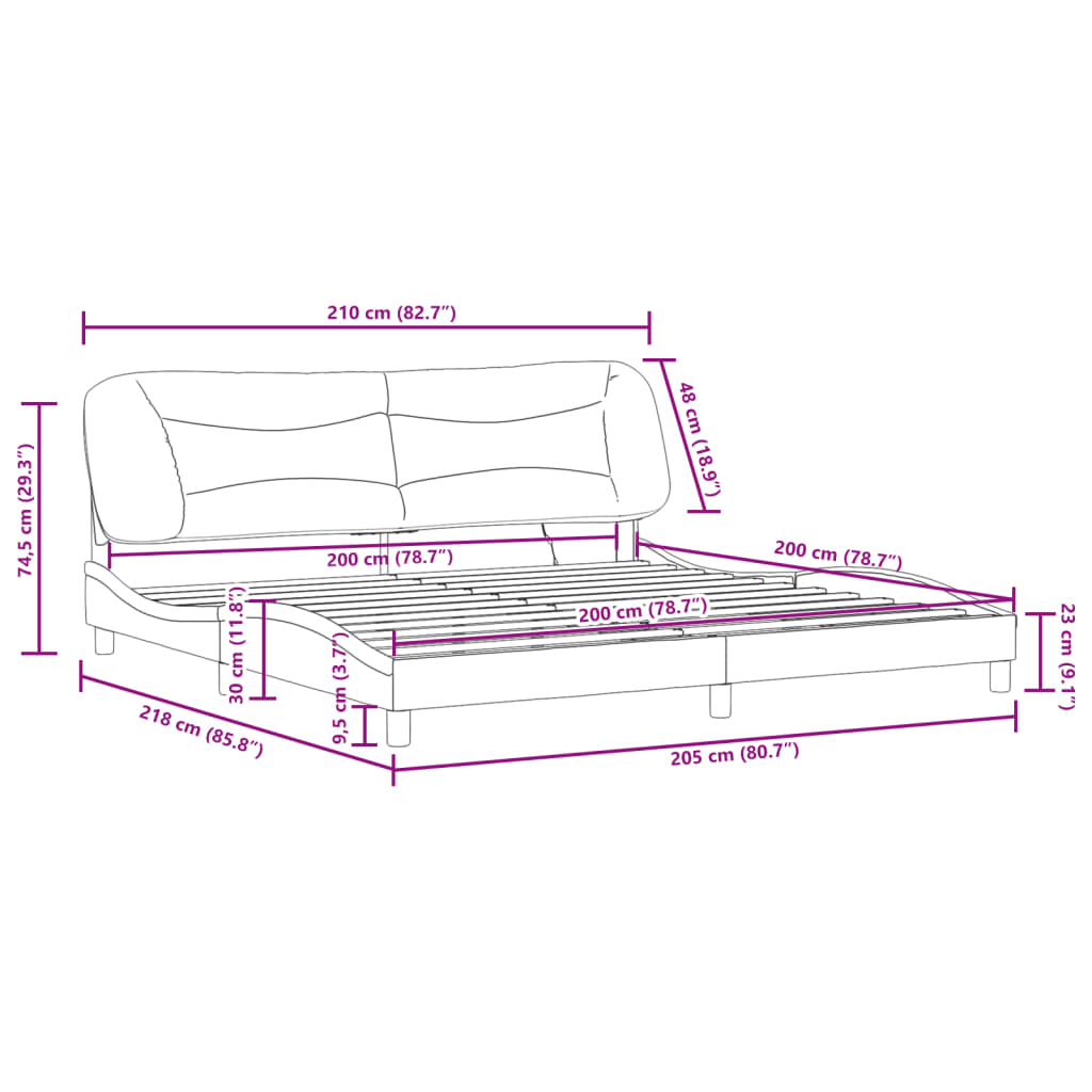 Bettgestell mit LED ohne Matratze "Hvar" Taupe 200x200 cm Stoff