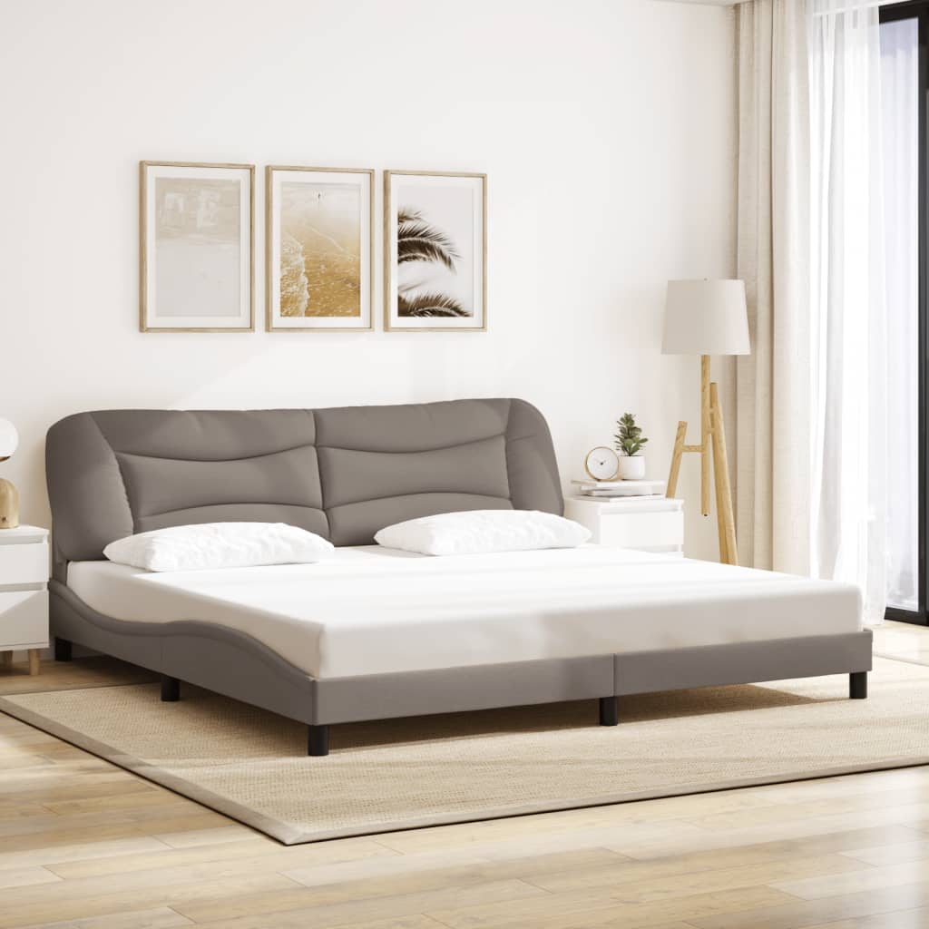 Cadre de lit avec LED sans matelas "Hvar" Taupe 200x200 cm tissu