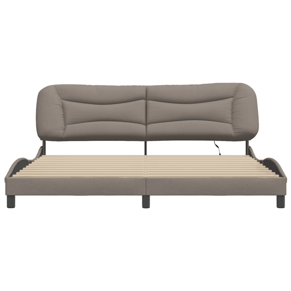 Cadre de lit avec LED sans matelas "Hvar" Taupe 200x200 cm tissu