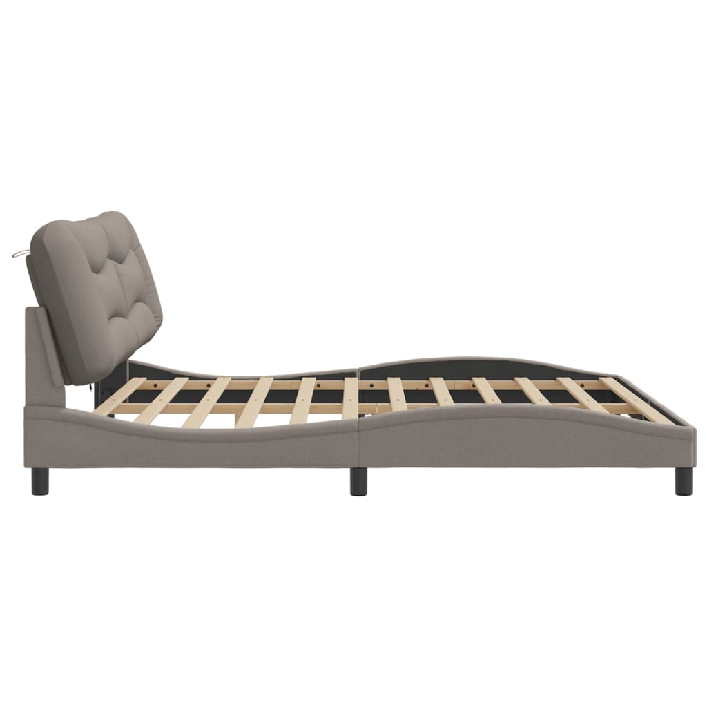 Cadre de lit avec LED sans matelas "Hvar" Taupe 200x200 cm tissu