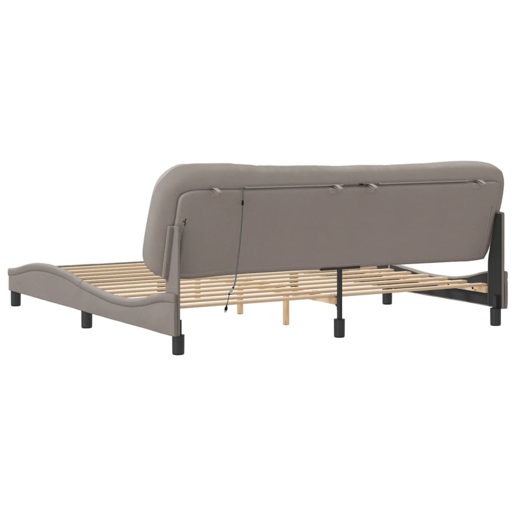 Cadre de lit avec LED sans matelas "Hvar" Taupe 200x200 cm tissu