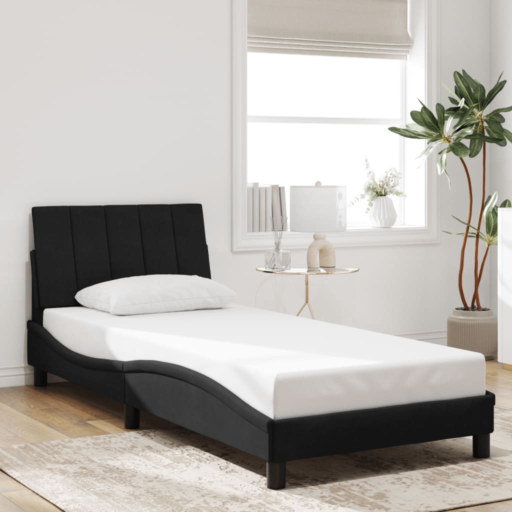 Bettgestell mit LED ohne Matratze "Hanko" Schwarz 80x200 cm Samt