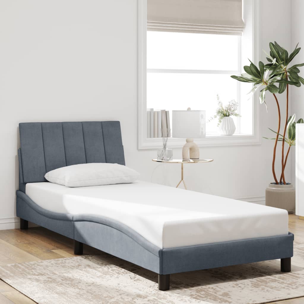 Bettgestell mit LED ohne Matratze "Hanko" Dunkelgrau 90x190 cm Samt