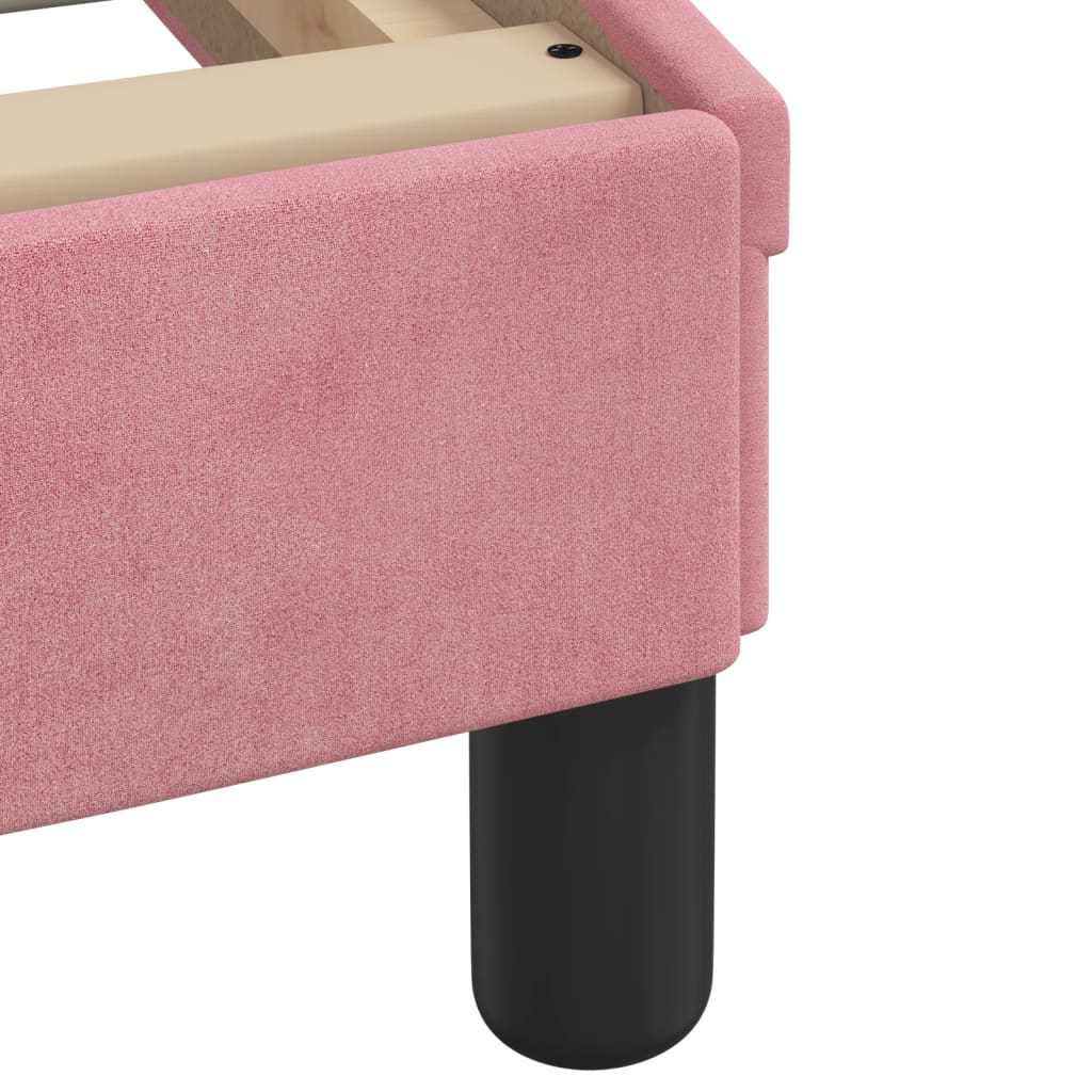 Bettgestell mit LED ohne Matratze "Hanko" Rosa 90x190 cm Samt
