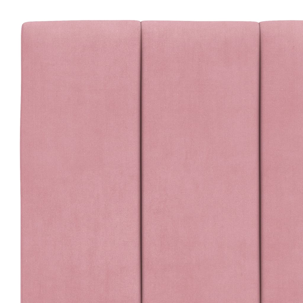 Bettgestell mit LED ohne Matratze "Hanko" Rosa 90x190 cm Samt