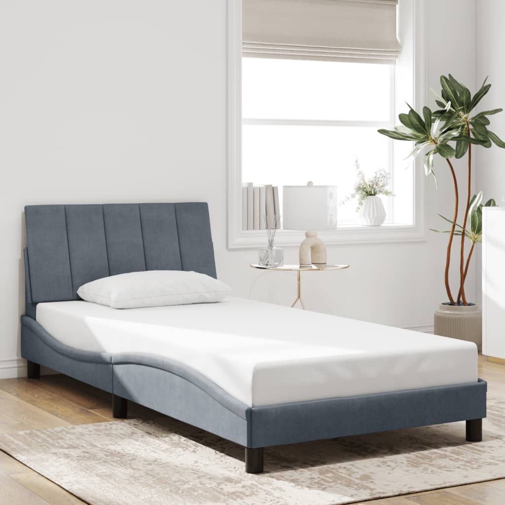 Bettgestell mit LED ohne Matratze "Hanko" Dunkelgrau 100x200 cm Samt