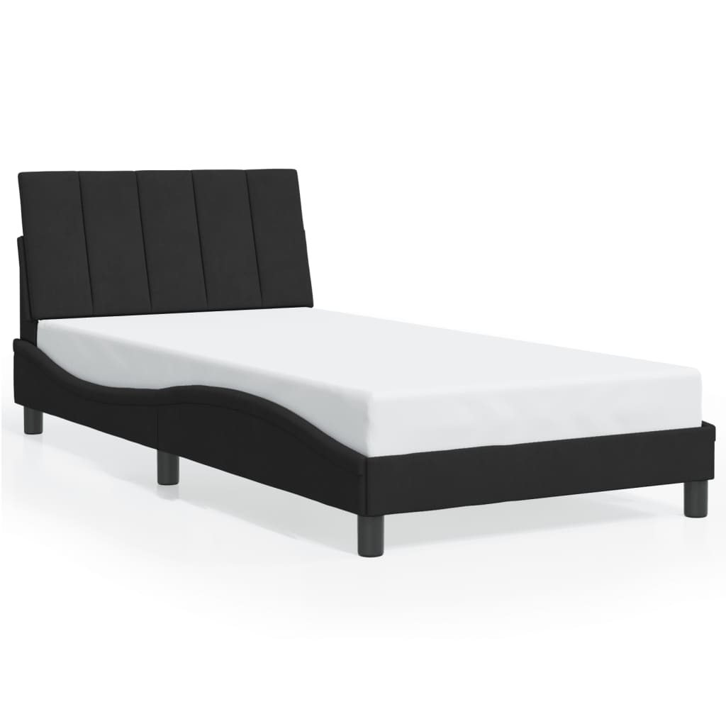 Bettgestell mit LED ohne Matratze "Hanko" Schwarz 100x200 cm Samt