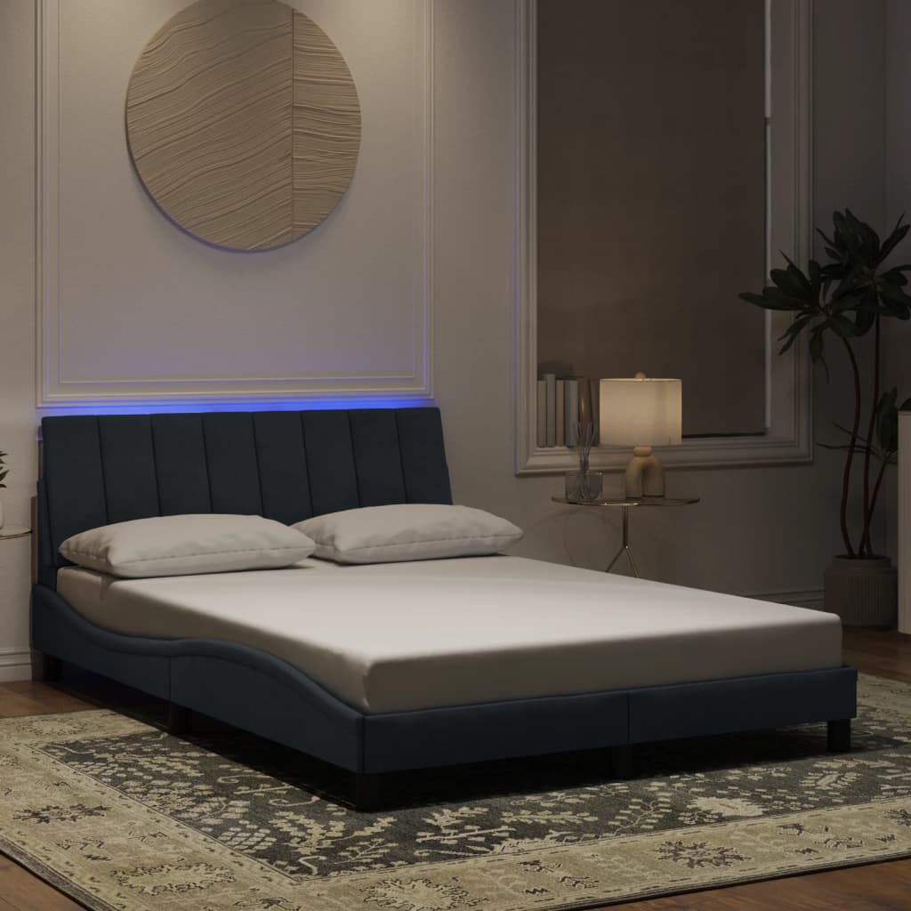 Bettgestell mit LED ohne Matratze "Hanko" Dunkelgrau 120x200 cm Samt