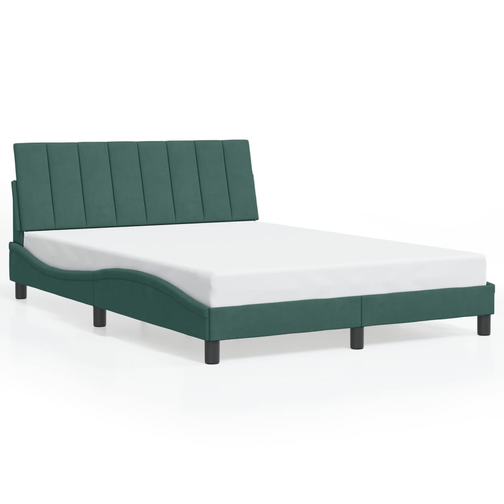 Cadre de lit avec LED sans matelas "Hanko" vert foncé 120x200 cm velours