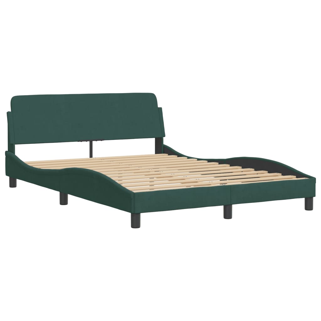 Cadre de lit avec LED sans matelas "Hanko" vert foncé 120x200 cm velours