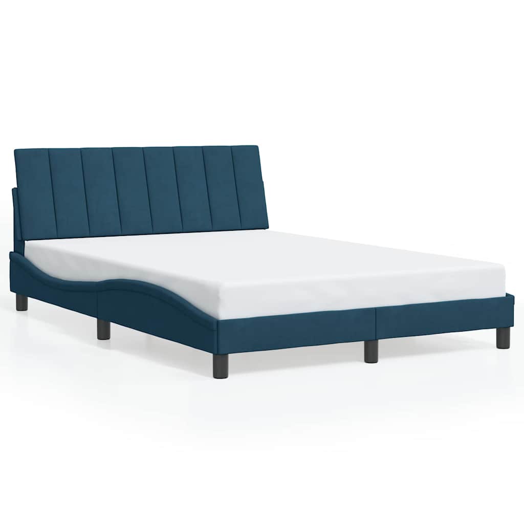 Bettgestell mit LED ohne Matratze "Hanko" Blau 120x200 cm Samt