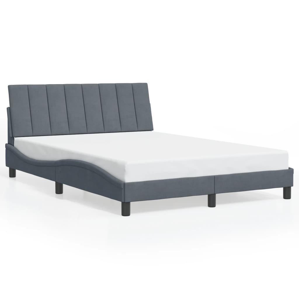 Bettgestell mit LED ohne Matratze "Hanko" Dunkelgrau 140x190 cm Samt