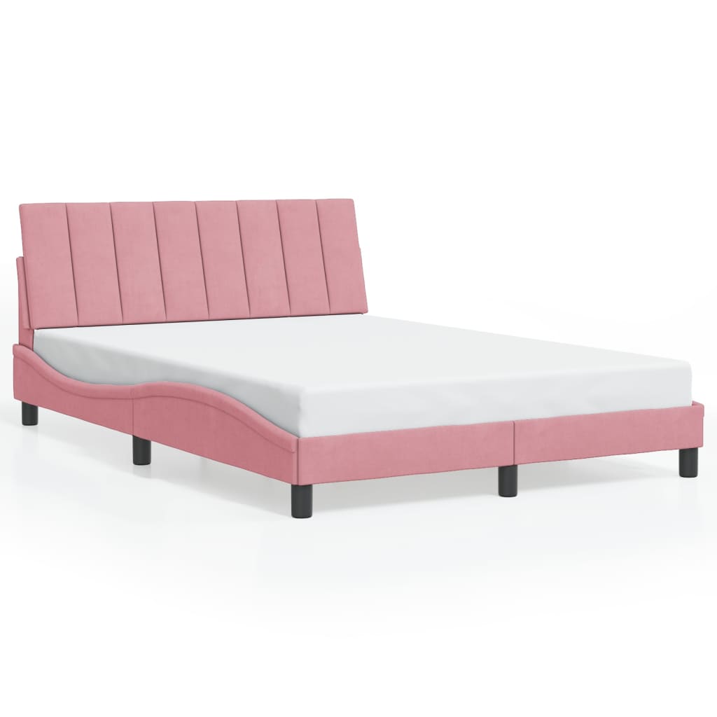 Bettgestell mit LED ohne Matratze "Hanko" Rosa 140x190 cm Samt