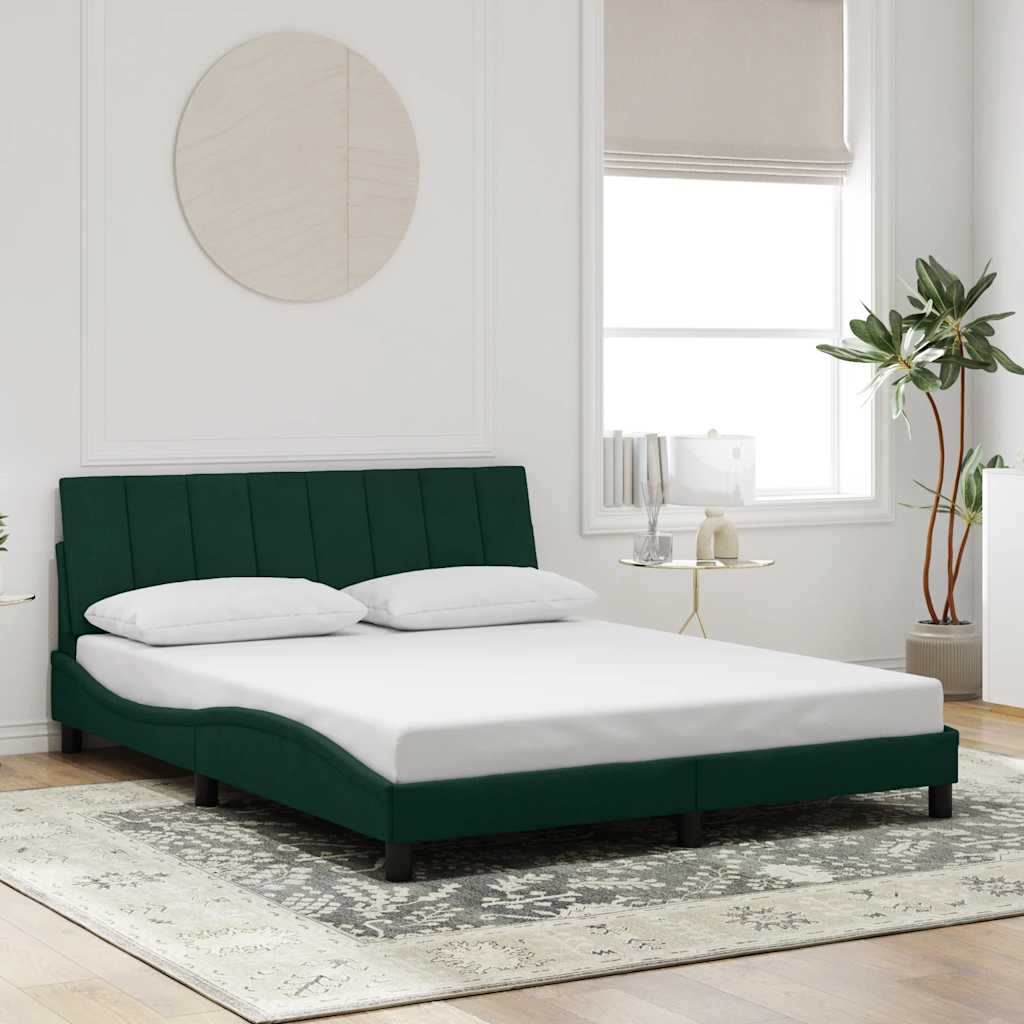 Bettgestell mit LED ohne Matratze "Hanko" Dunkelgrün 160x200 cm Samt