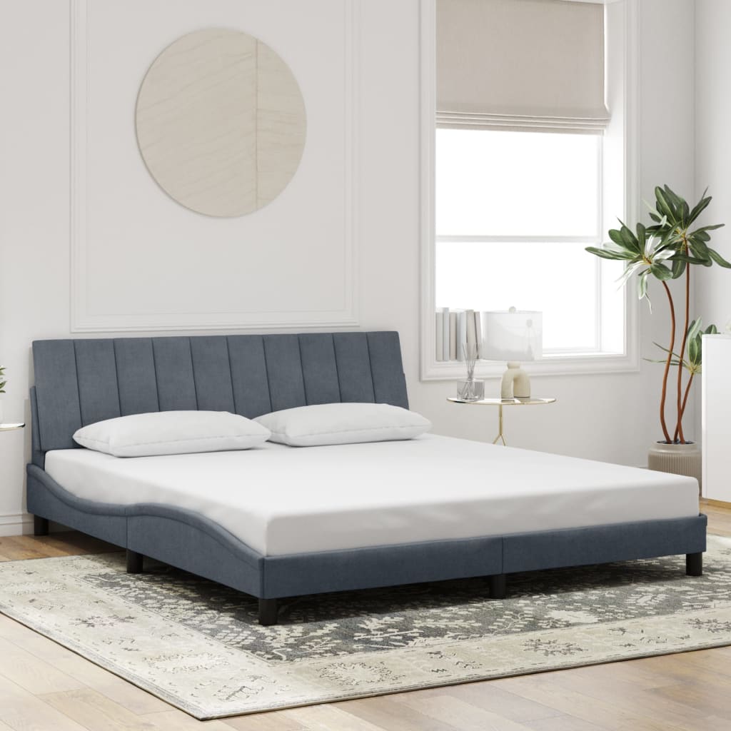 Bettgestell mit LED ohne Matratze "Hanko" Dunkelgrau 180x200 cm Samt