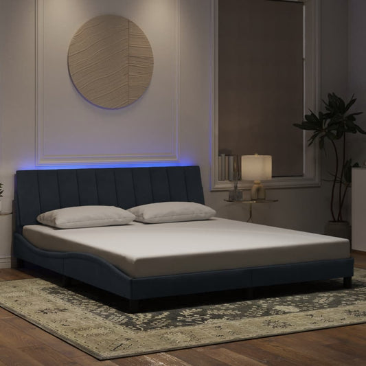 Bettgestell mit LED ohne Matratze "Hanko" Dunkelgrau 180x200 cm Samt