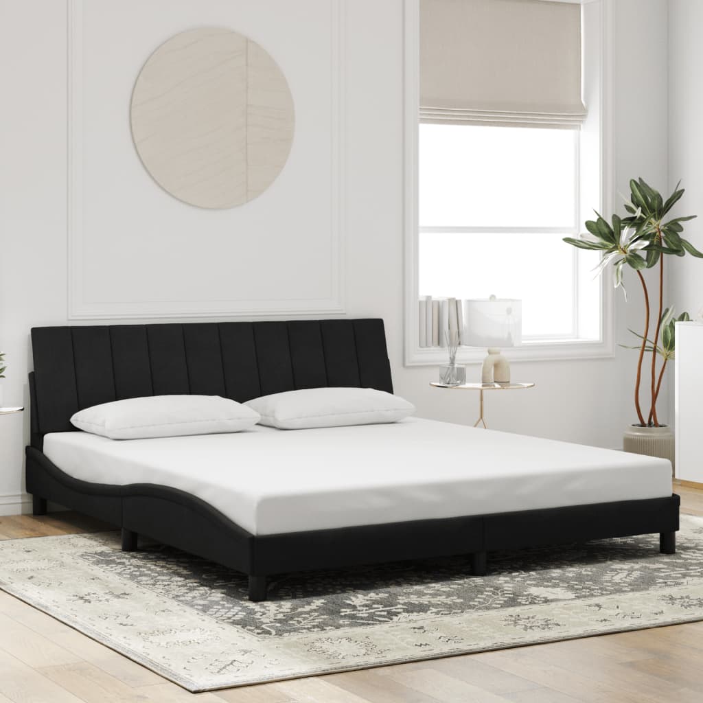 Bettgestell mit LED ohne Matratze "Hanko" Schwarz 180x200 cm Samt