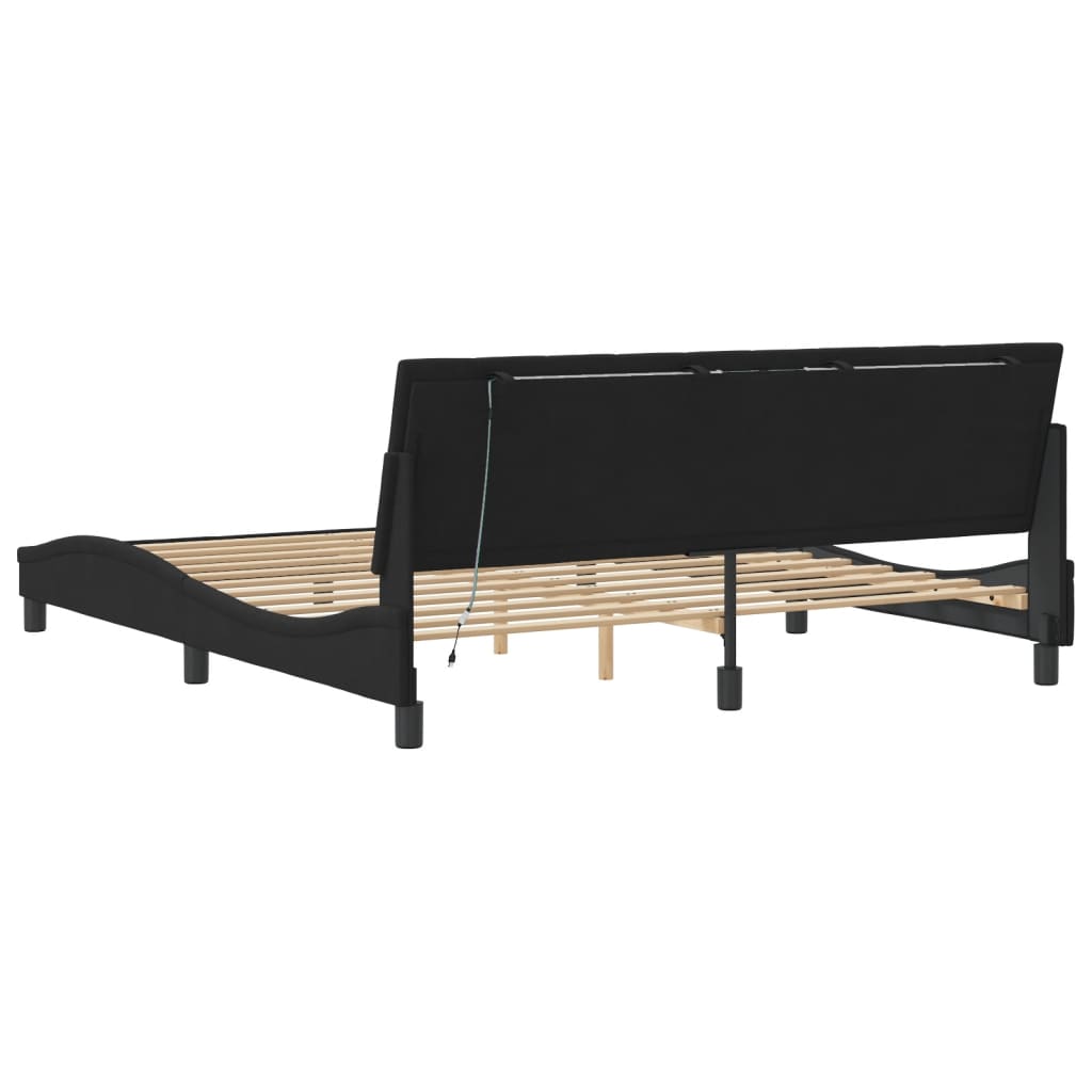 Bettgestell mit LED ohne Matratze "Hanko" Schwarz 180x200 cm Samt