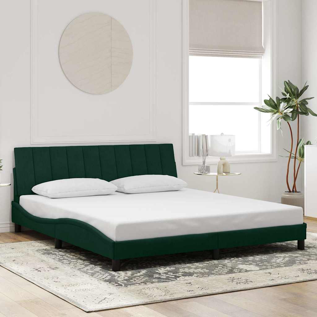 Bettgestell mit LED ohne Matratze "Hanko" Dunkelgrün 180x200 cm Samt