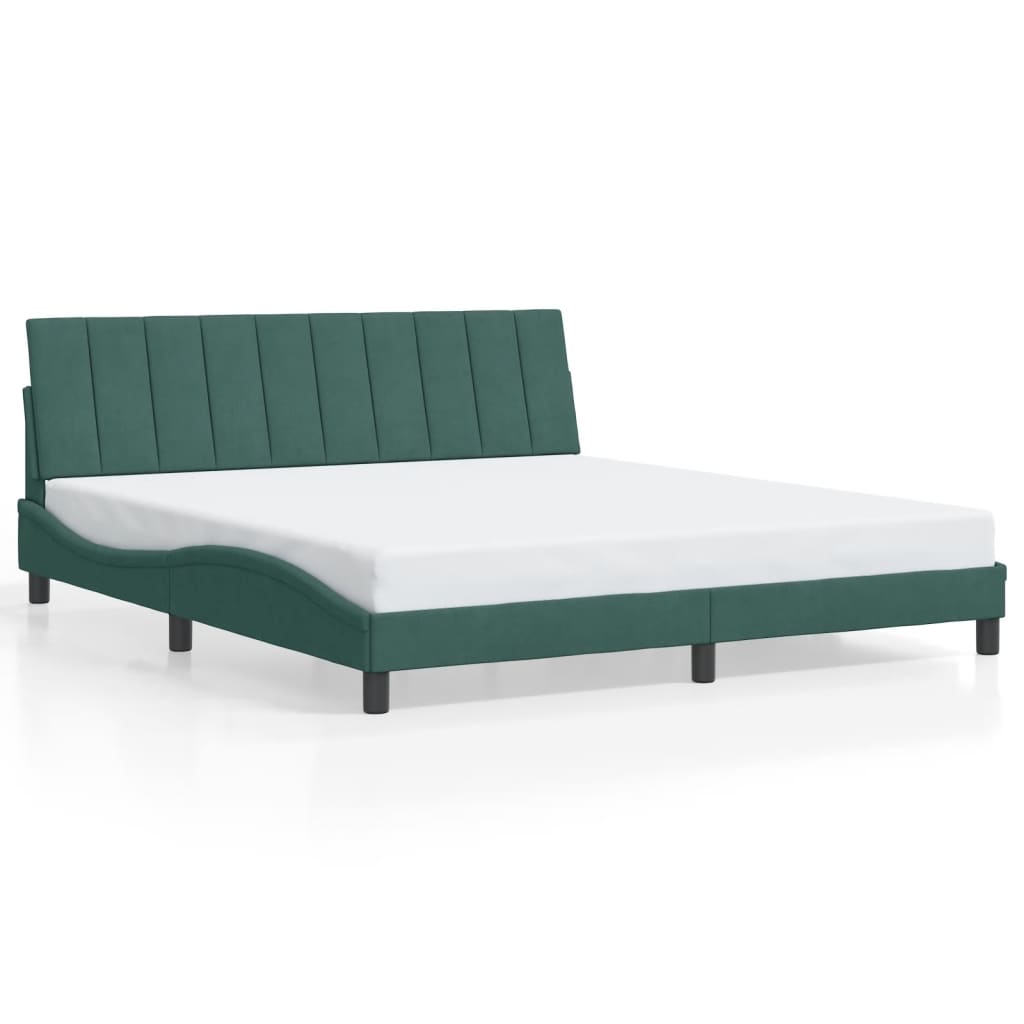 Cadre de lit avec LED sans matelas "Hanko" vert foncé 180x200 cm velours