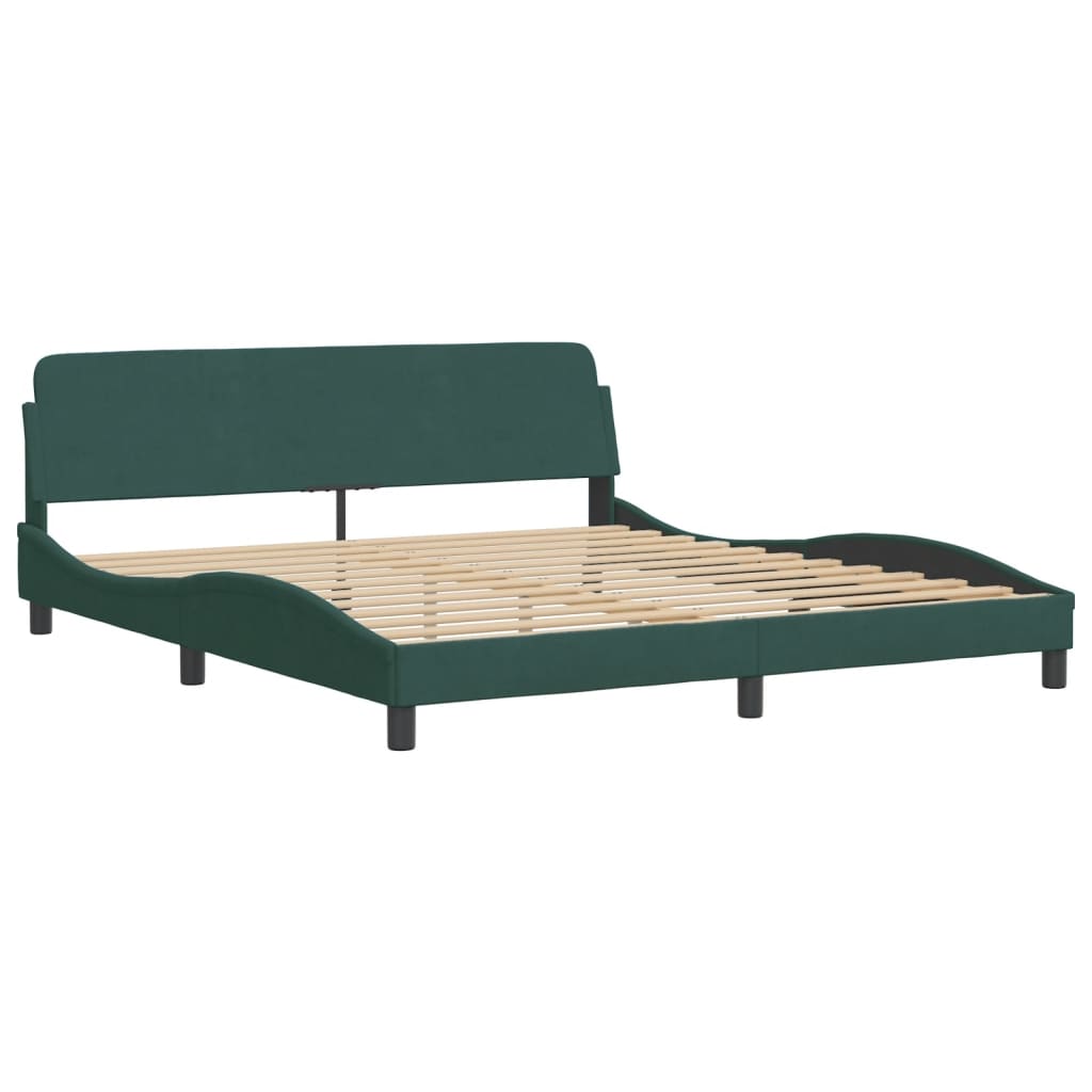 Cadre de lit avec LED sans matelas "Hanko" vert foncé 180x200 cm velours