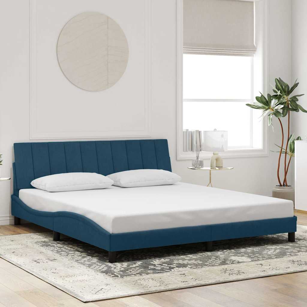 Bettgestell mit LED ohne Matratze "Hanko" Blau 180x200 cm Samt