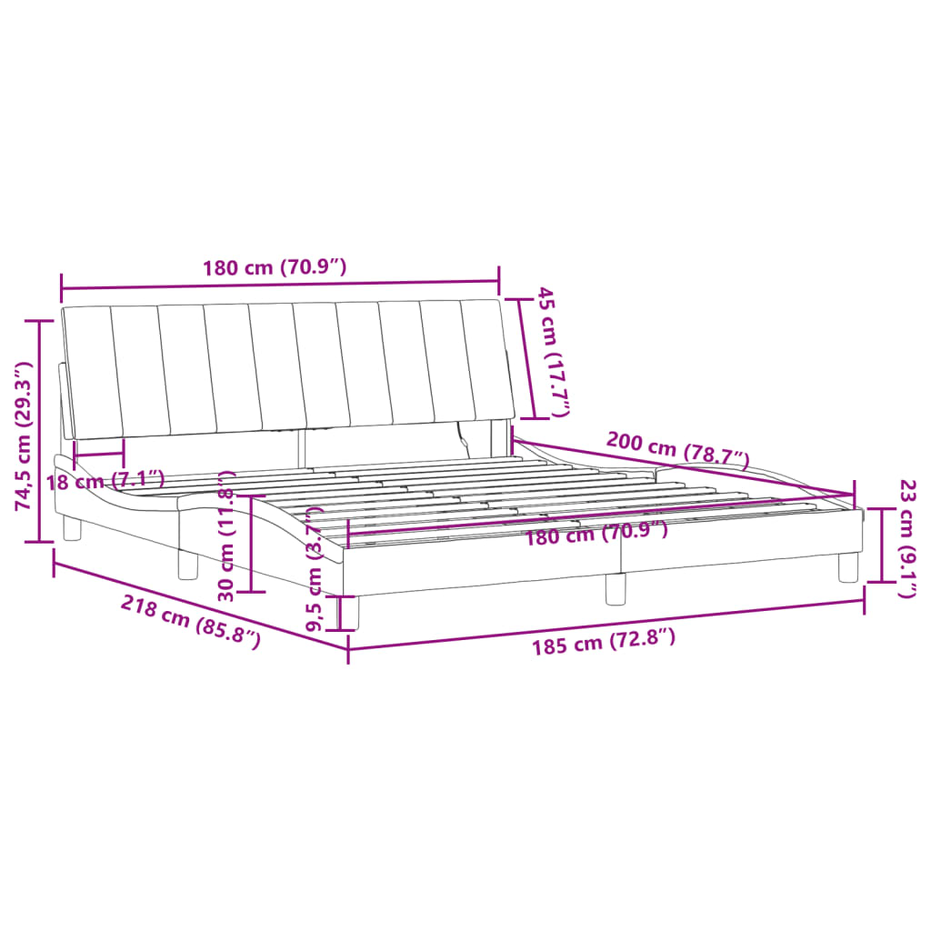 Bettgestell mit LED ohne Matratze "Hanko" Rosa 180x200 cm Samt
