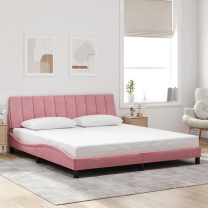 Bettgestell mit LED ohne Matratze "Hanko" Rosa 180x200 cm Samt
