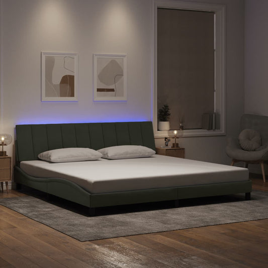 Bettgestell mit LED ohne Matratze "Hanko" Hellgrau 200x200 cm Samt